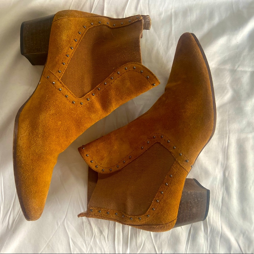 Zara chestnut block heeled bootie size 41